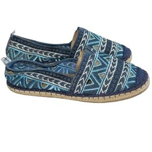 The Sak Cork Sole Blue Espadrille Flat Slip On Sz 8